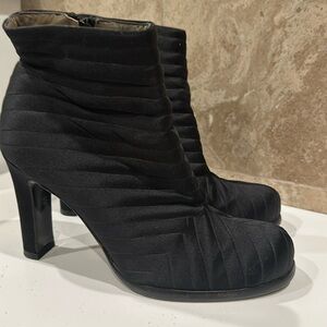Patrick Cox,  silk satin leather booties size 35 1/2
